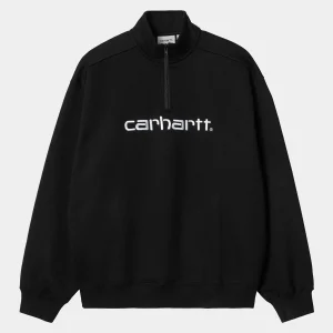 Carhartt WIP Sweats>Script Half Zip Sweatshirt Black / White