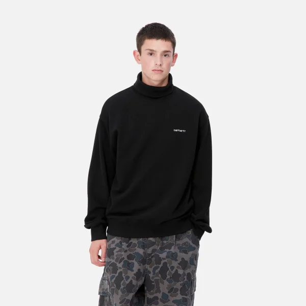 Carhartt WIP Sweats>Script Mockneck Sweat Black