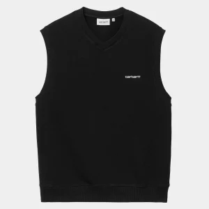 Carhartt WIP Sweats>Script V-Neck Vest Sweatshirt Black / White