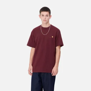 Carhartt WIP T-Shirts & Polos>S/S American Script T-Shirt Malbec