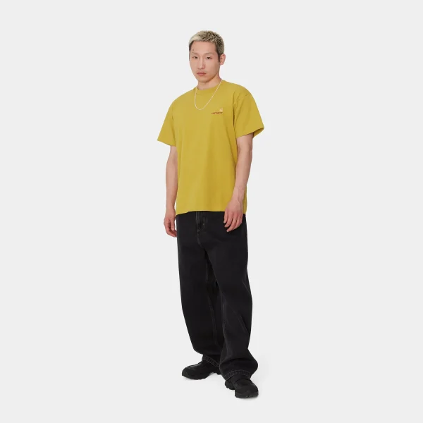 Carhartt WIP T-Shirts & Polos>S/S American Script T-Shirt Golden Olive