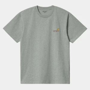 Carhartt WIP T-Shirts & Polos>S/S American Script T-Shirt Grey Heather