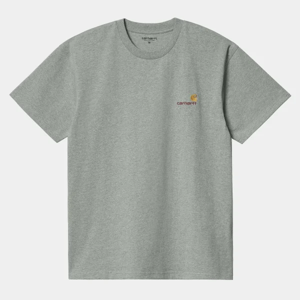 Carhartt WIP T-Shirts & Polos>S/S American Script T-Shirt Grey Heather