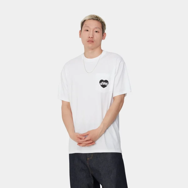 Carhartt WIP T-Shirts & Polos>S/S Amour Pocket T-Shirt White / Black