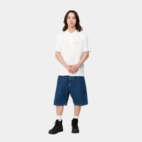 Carhartt WIP T-Shirts & Polos>S/S Chase Pique Polo White / Gold