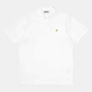 Carhartt WIP T-Shirts & Polos>S/S Chase Pique Polo White / Gold