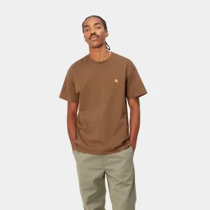 Carhartt WIP T-Shirts & Polos>S/S Chase T-Shirt Tamarind / Gold