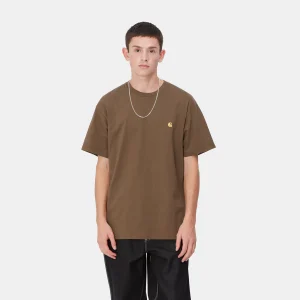 Carhartt WIP T-Shirts & Polos>S/S Chase T-Shirt Chocolate / Gold