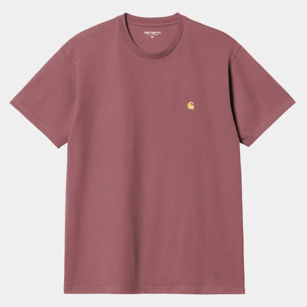 Carhartt WIP T-Shirts & Polos>S/S Chase T-Shirt Dusty Fuchsia / Gold