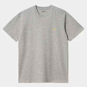 Carhartt WIP T-Shirts & Polos>S/S Chase T-Shirt Grey Heather / Gold