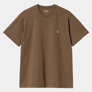 Carhartt WIP T-Shirts & Polos>S/S Chase T-Shirt Chocolate / Gold