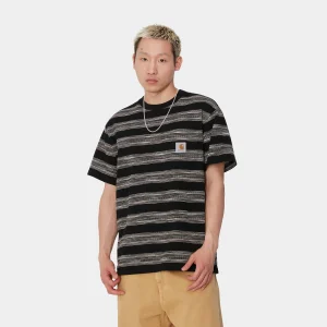 Carhartt WIP T-Shirts & Polos>S/S Dodson Pocket T-Shirt Dodson Stripe Horizontal, Black