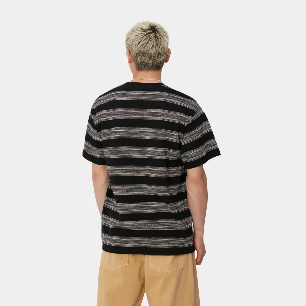 Carhartt WIP T-Shirts & Polos>S/S Dodson Pocket T-Shirt Dodson Stripe Horizontal, Black