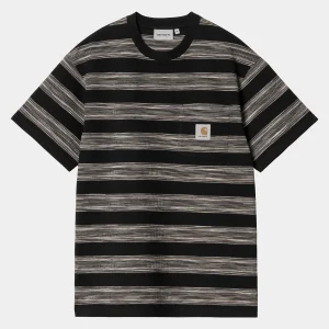 Carhartt WIP T-Shirts & Polos>S/S Dodson Pocket T-Shirt Dodson Stripe Horizontal, Black