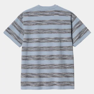 Carhartt WIP T-Shirts & Polos>S/S Dodson Pocket T-Shirt Dodson Stripe Horizontal, Misty Sky