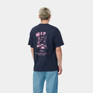 Carhartt WIP T-Shirts & Polos>S/S Friendship T-Shirt Air Force Blue / Light Pink