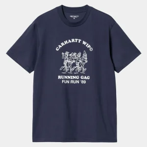 Carhartt WIP T-Shirts & Polos>S/S Fun Run T-Shirt Air Force Blue / White