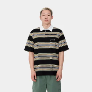 Carhartt WIP T-Shirts & Polos>S/S Gaines Rugby Shirt Gaines Stripe, Black