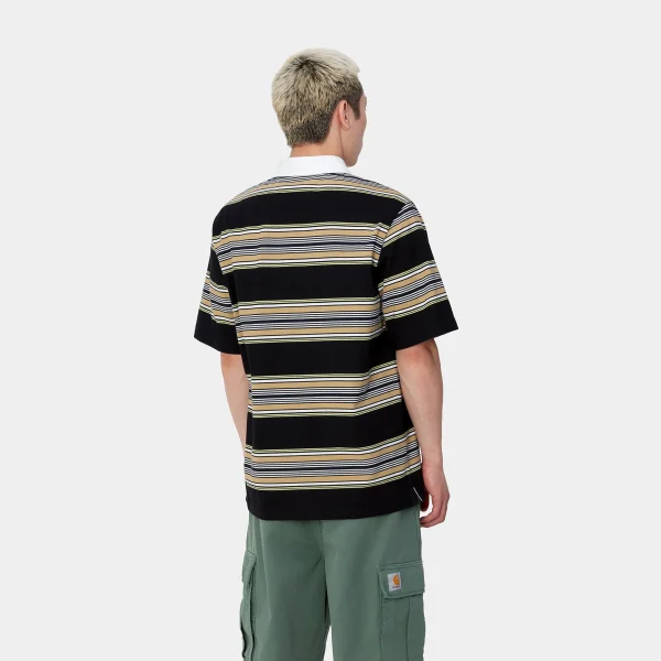 Carhartt WIP T-Shirts & Polos>S/S Gaines Rugby Shirt Gaines Stripe, Black