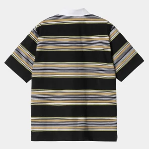 Carhartt WIP T-Shirts & Polos>S/S Gaines Rugby Shirt Gaines Stripe, Black