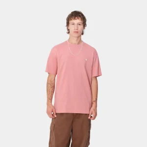 Carhartt WIP T-Shirts & Polos>S/S Madison T-Shirt Dusty Rose / White