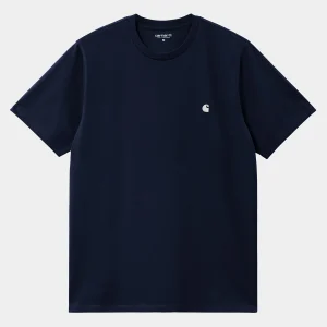 Carhartt WIP T-Shirts & Polos>S/S Madison T-Shirt Dark Navy / White