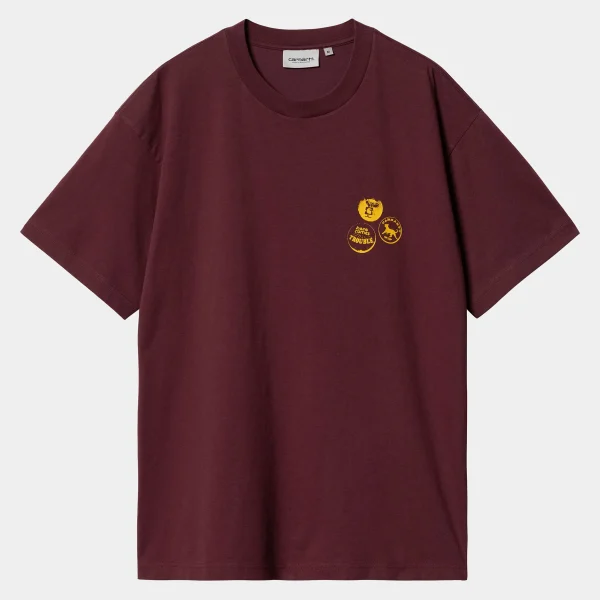 Carhartt WIP T-Shirts & Polos>S/S Pins T-Shirt Malbec / Orange