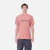 Carhartt WIP T-Shirts & Polos>S/S Script T-Shirt Dusty Rose / Sycamore Tree