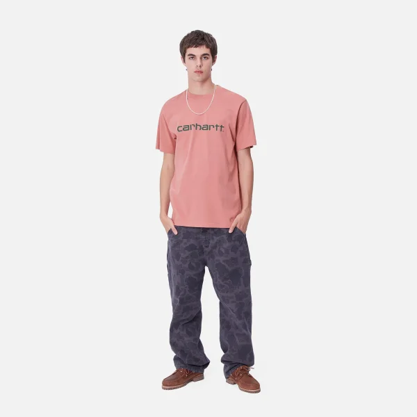 Carhartt WIP T-Shirts & Polos>S/S Script T-Shirt Dusty Rose / Sycamore Tree