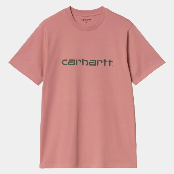 Carhartt WIP T-Shirts & Polos>S/S Script T-Shirt Dusty Rose / Sycamore Tree