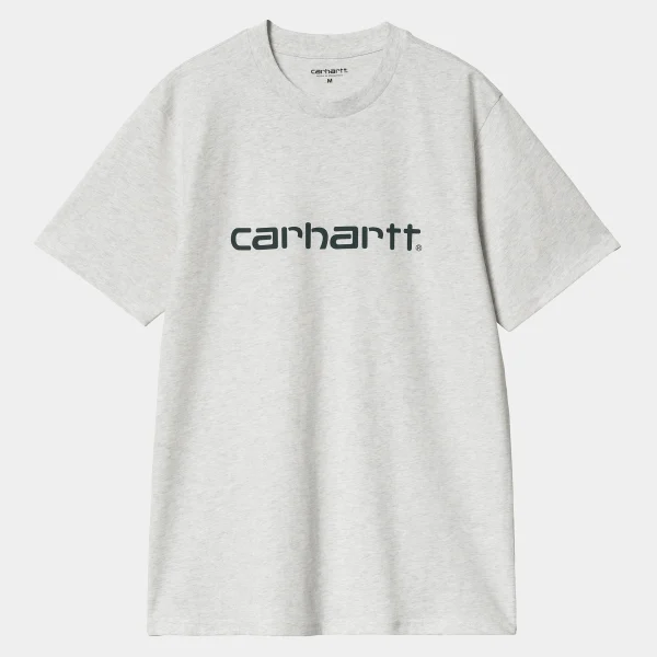 Carhartt WIP T-Shirts & Polos>S/S Script T-Shirt Ash Heather / Duck Blue