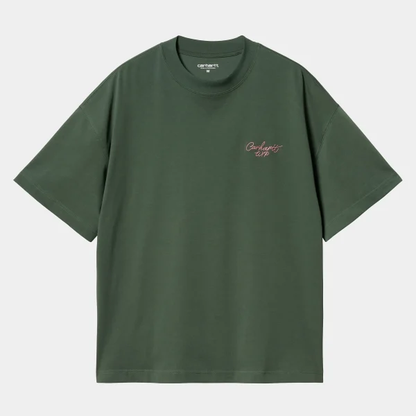 Carhartt WIP T-Shirts & Polos>S/S Signature Script T-Shirt Sycamore Tree / Dusty Rose