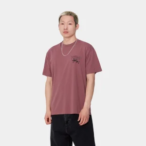 Carhartt WIP T-Shirts & Polos>S/S Stamp T-Shirt Dusty Fuchsia / Black