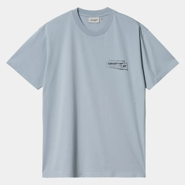 Carhartt WIP T-Shirts & Polos>S/S Stamp T-Shirt Misty Sky / Black