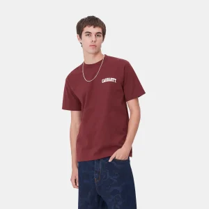 Carhartt WIP T-Shirts & Polos>S/S University Script T-Shirt Malbec / White