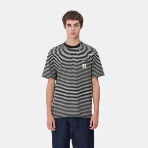 Carhartt WIP T-Shirts & Polos>S/S Verner Pocket T-Shirt Verner Stripe, Black / Dark Grey Heather