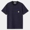 Carhartt WIP T-Shirts & Polos>S/S Verner Pocket T-Shirt Verner Stripe, Black / Aura