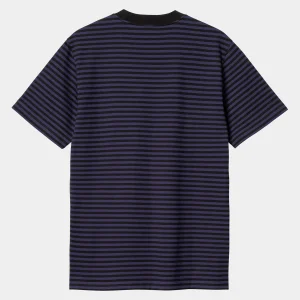 Carhartt WIP T-Shirts & Polos>S/S Verner Pocket T-Shirt Verner Stripe, Black / Aura