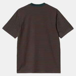 Carhartt WIP T-Shirts & Polos>S/S Verner Pocket T-Shirt Verner Stripe, Duck Blue / Offroad