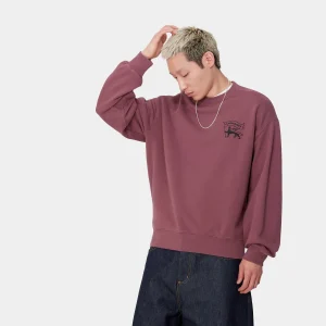 Carhartt WIP Sweats>Stamp Sweat Dusty Fuchsia / Black