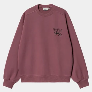 Carhartt WIP Sweats>Stamp Sweat Dusty Fuchsia / Black