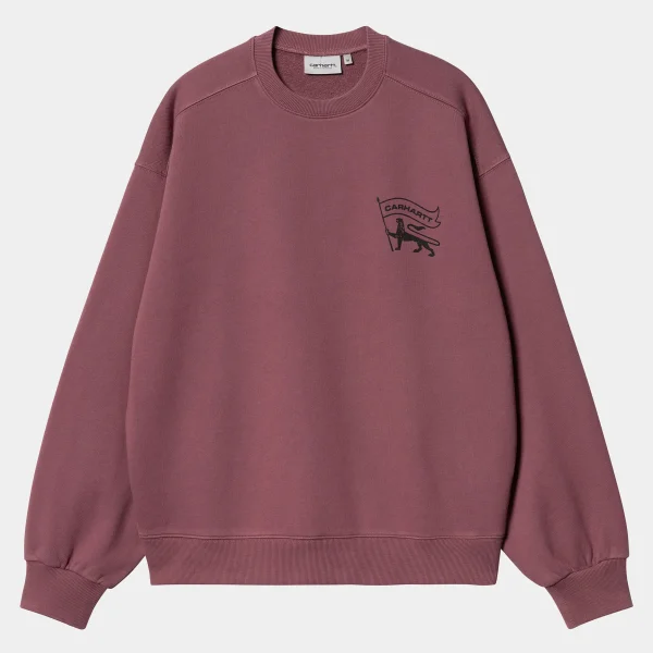 Carhartt WIP Sweats>Stamp Sweat Dusty Fuchsia / Black