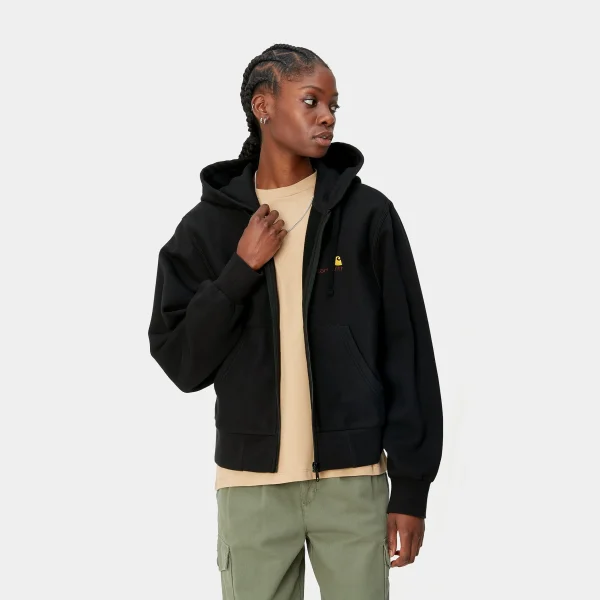 Carhartt WIP Sweats>W' Hooded American Script Jacket Black