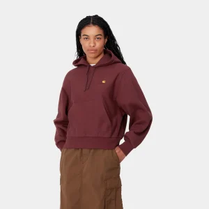 Carhartt WIP Sweats>W' Hooded American Script Sweatshirt Malbec