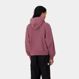 Carhartt WIP Sweats>W' Hooded American Script Sweatshirt Dusty Fuchsia