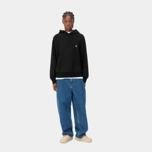 Carhartt WIP Sweats>W' Hooded American Script Sweatshirt Black