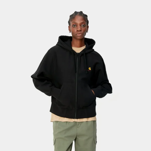 Carhartt WIP Sweats>W' Hooded American Script Jacket Black