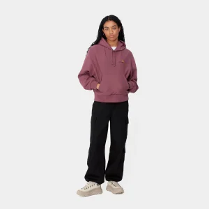 Carhartt WIP Sweats>W' Hooded American Script Sweatshirt Dusty Fuchsia