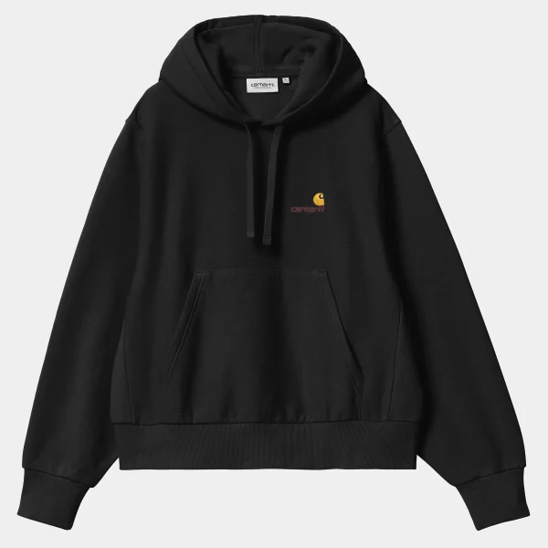 Carhartt WIP Sweats>W' Hooded American Script Sweatshirt Black