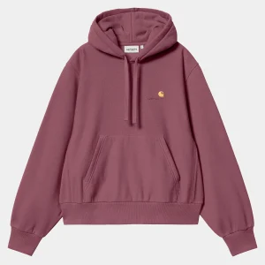 Carhartt WIP Sweats>W' Hooded American Script Sweatshirt Dusty Fuchsia